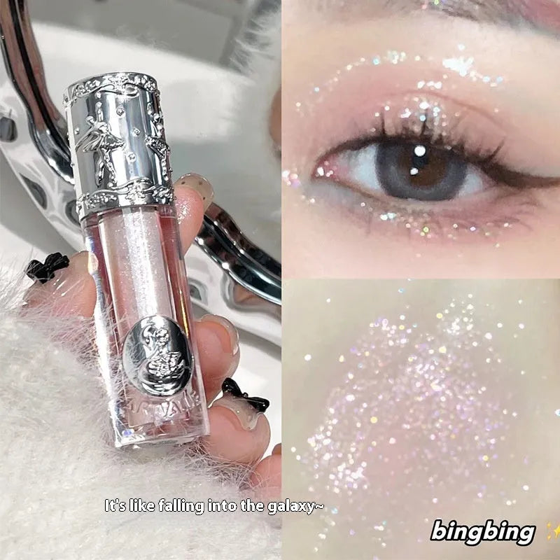 Ballet Liquid Eye Shadow bottle showing one of five glittering colour options: Star Man Sakura Field, Doll Logs, Butterfly Paradise, Nutcracker, or Pillow Fairy Tales.