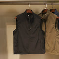 Men's straight-cut nylon vest cardigan in Army Green with side seam pockets