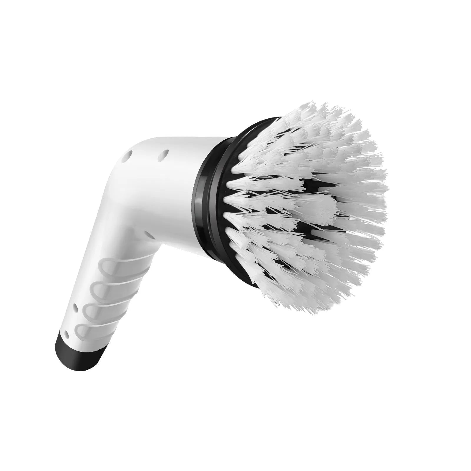 White lithium rechargeable handheld cleaning ball with accessories on white background
