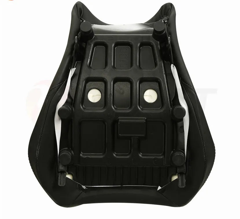 Suzuki GSXR1000 motorcycle with black PU leather protective covers on the front and rear seats.