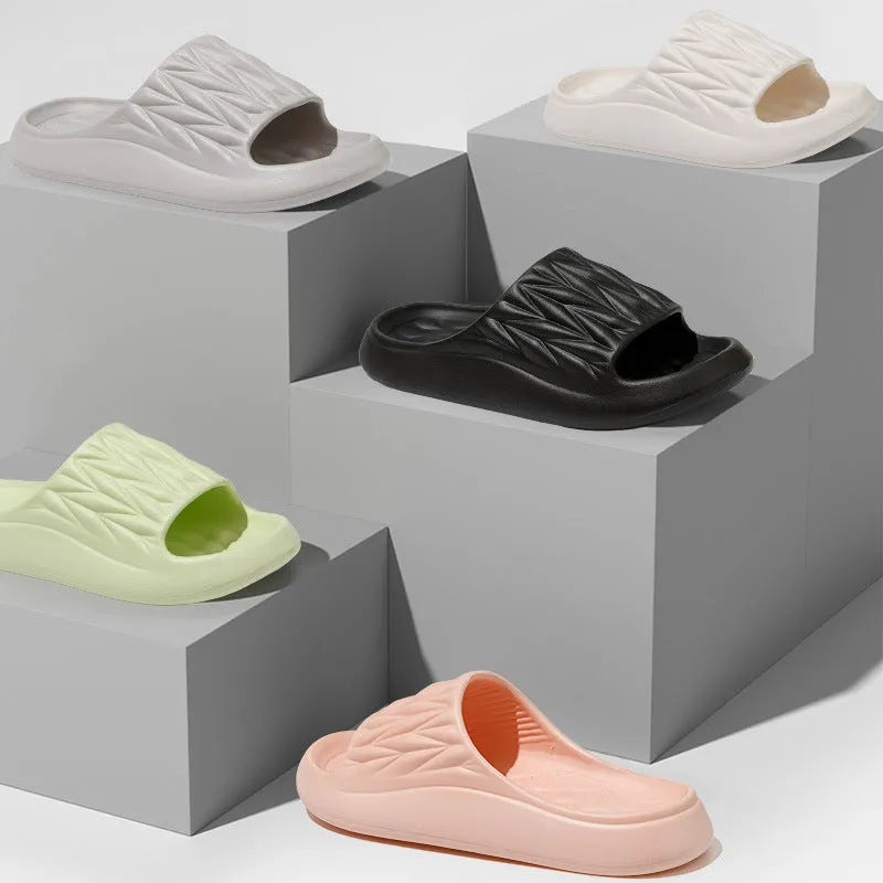 Leaf texture pattern EVA slippers with non-slip soles in multiple colour options