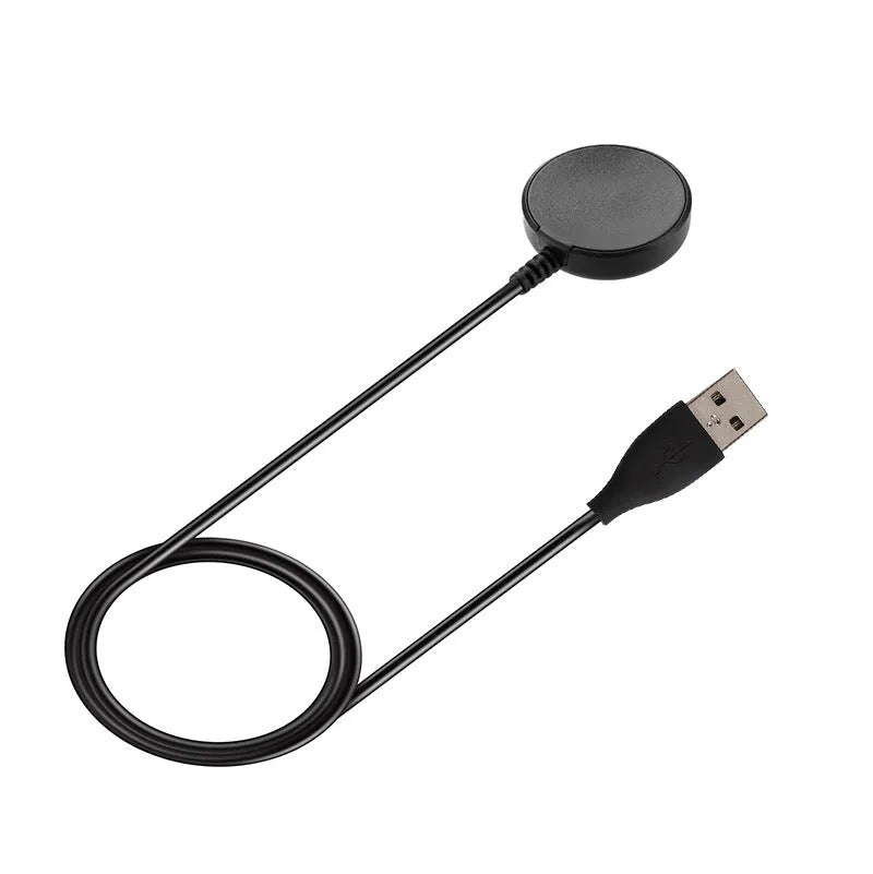 Black USB wireless watch charger with 34mm charging pad and attached cable