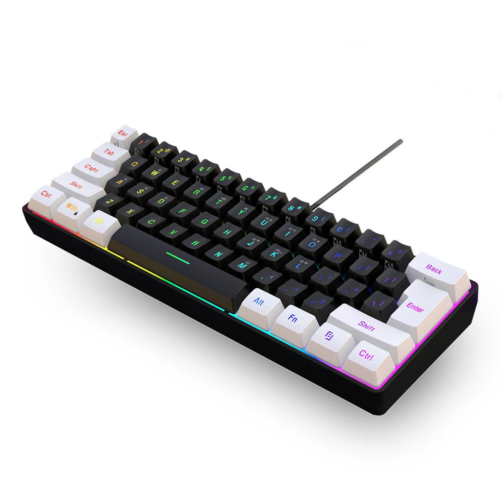 61 key wired membrane keyboard in compact 28.7cm design with USB cable