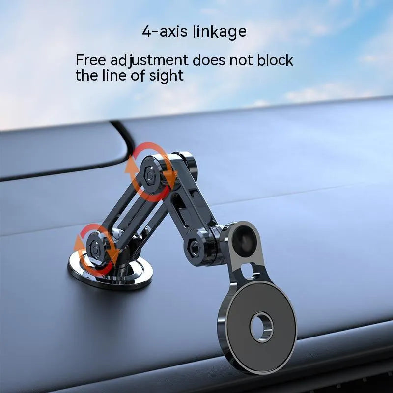 Black magnetic car phone holder with adjustable clip mount for dashboard, windscreen or air vent installation