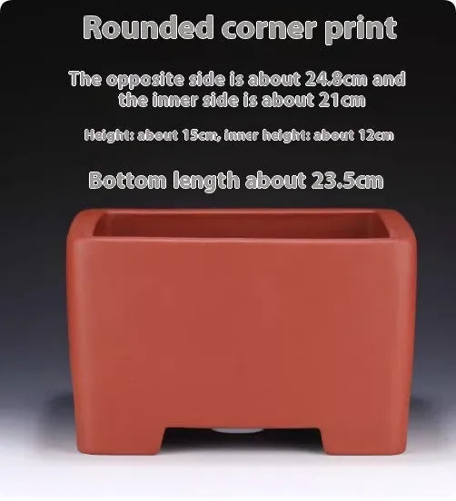 Square purple clay succulent bonsai pot in classical design for tabletop or floor placement