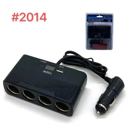 Black plastic 120W car charger converter with 12V 24V fast charging support for vehicle power outlets