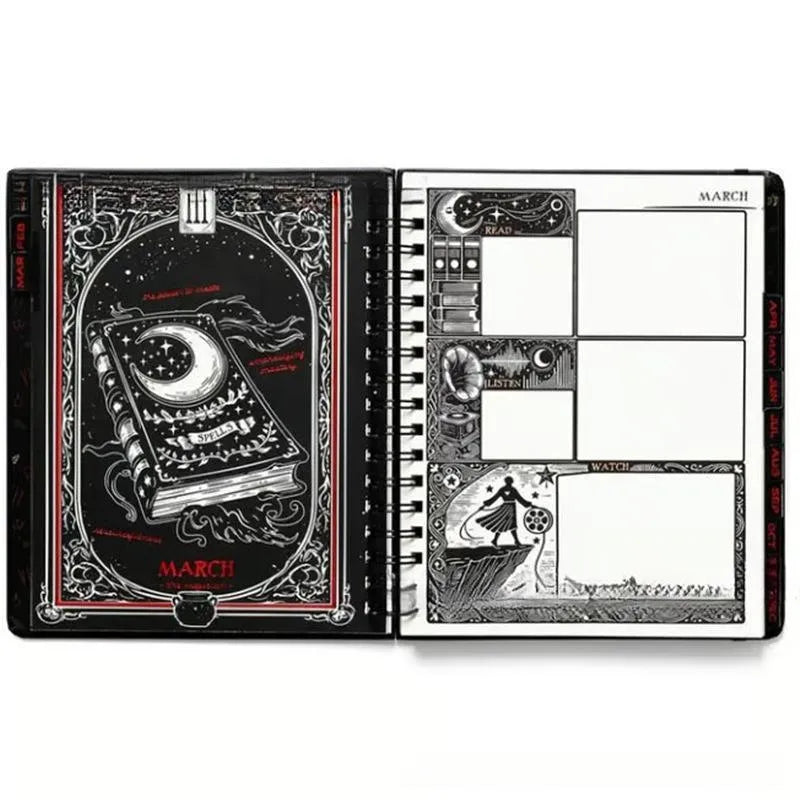 2026 weekly planner notepad with 100 pages, 80gsm paper, 21 x 14.5cm sheets and Black Clock or Harry Potter 2 cover