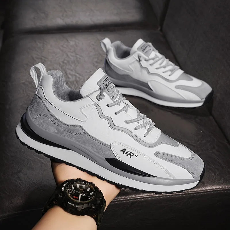Men's fleece sports casual cotton shoes in beige with colour-matched design