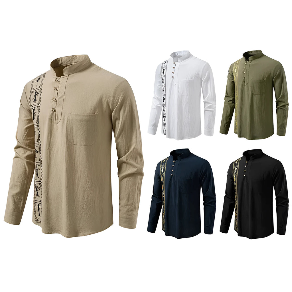 Men's solid colour polyester shirt in white, black, khaki, army green, or navy blue, slim fit pullover style.