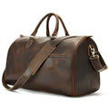 Genuine leather vintage crossbody bag showing 48.3cm width large capacity interior with polyester cotton lining