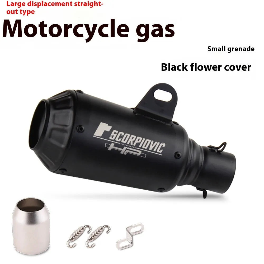 Universal stainless steel racing motorcycle exhaust pipe with flower cover design in multiple colour options