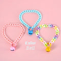 Adjustable plastic pet collar in candy chain blue colour on a white background, showing the monochrome pattern.