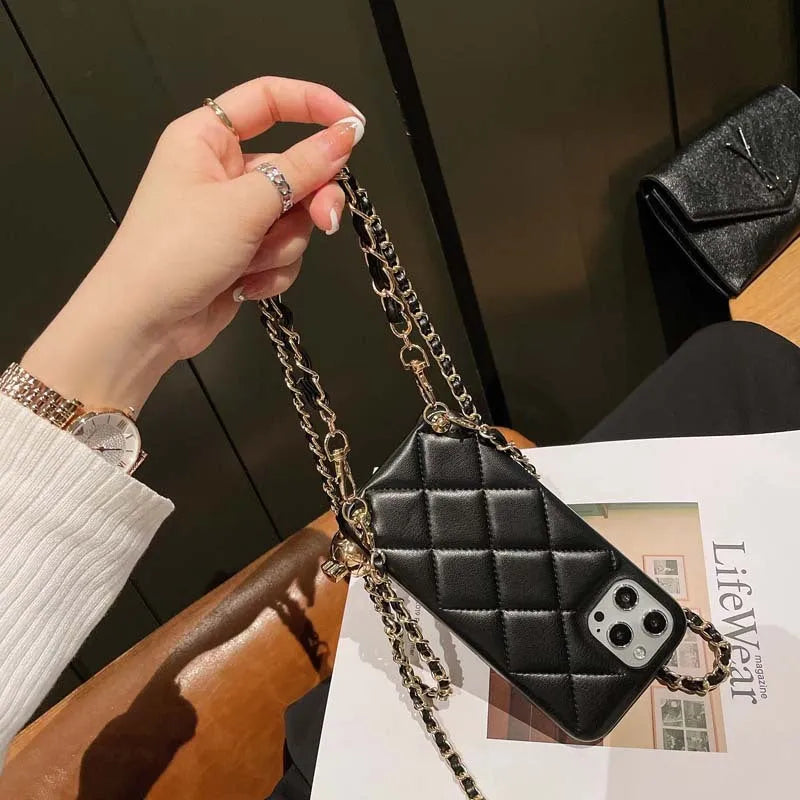 Xiaoxiangfeng imitation leather phone case with Dalinger leather rope messenger strap and small golden ball