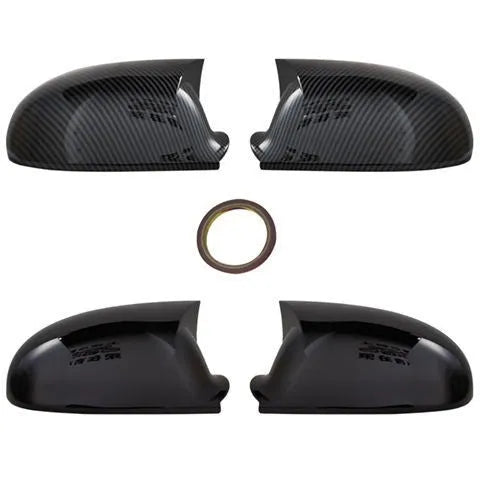 Pair of horn bright black plastic mirror outer shells for Volkswagen Sagitar