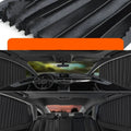 Auto retractable car sunshade curtain in roller shutter design showing gold, silver, and black colour options
