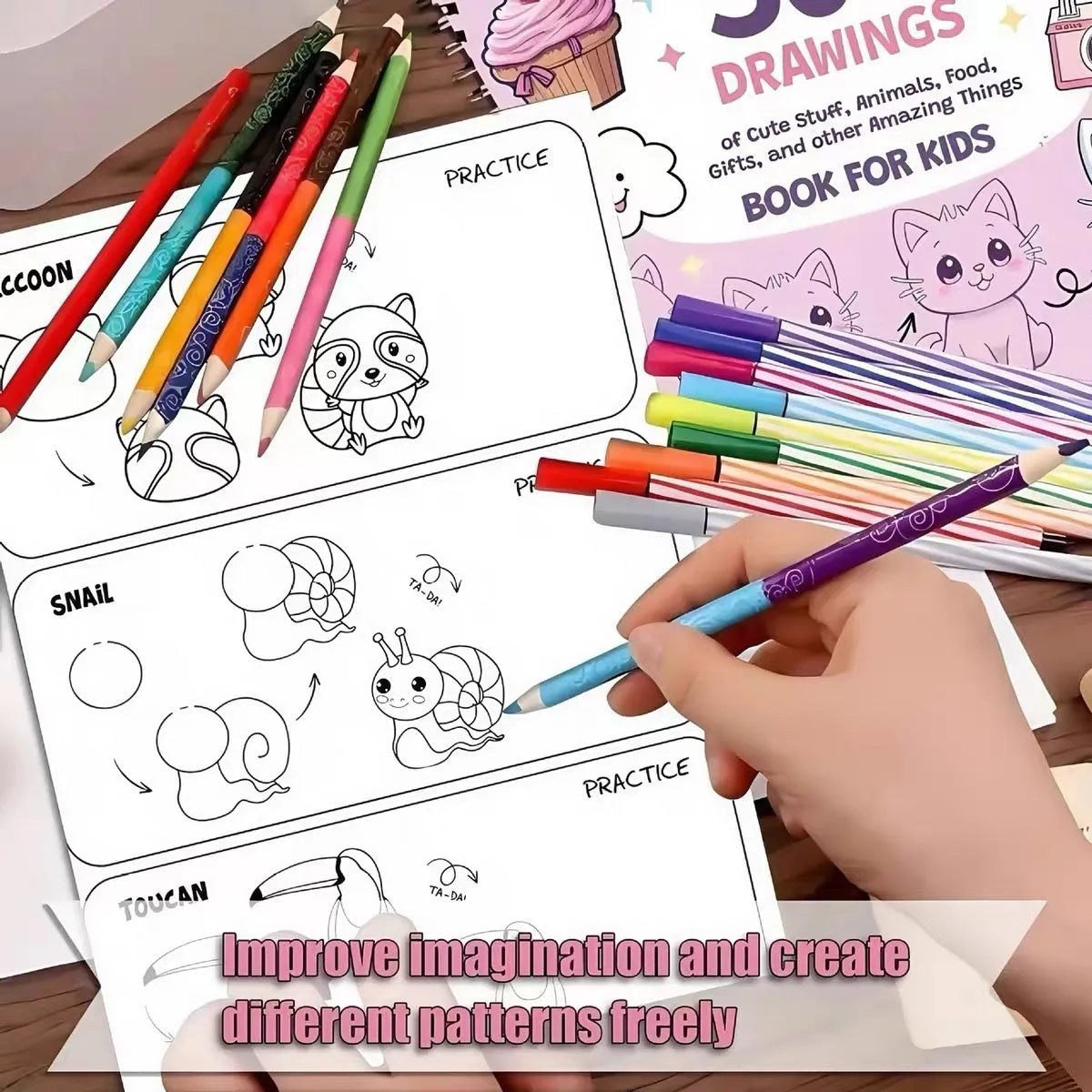 Children's how to draw everything painting book with decomposition drawing cover and coated paper pages