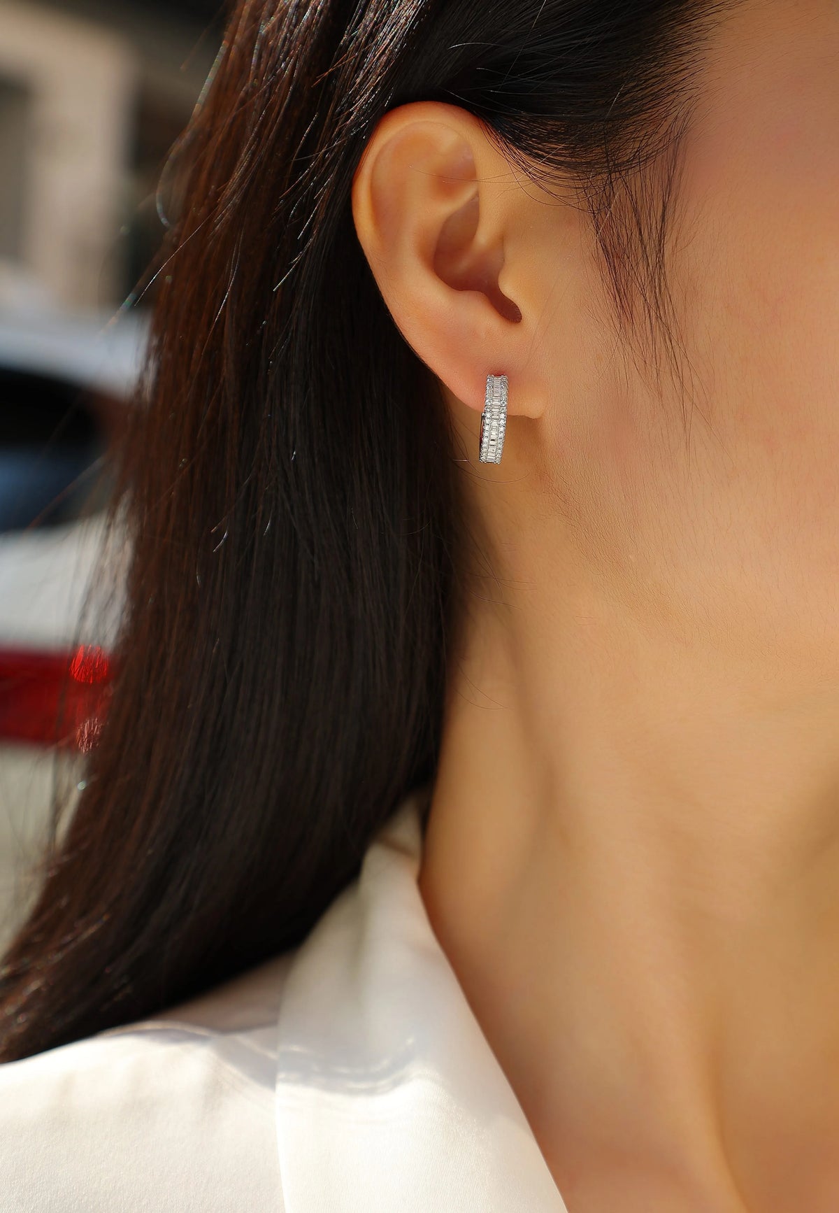 Moissanite stud earrings in S925 silver with platinum plating, 4g pair, gold, platinum or rose gold, gift box