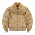 Men's fleece-lined washed cotton jacket in black, khaki or army green, loose thickened casual fit