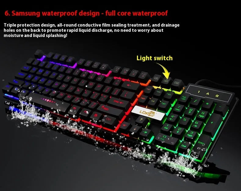 White glowing USB cable with USB-A and USB-C connectors for a gaming keyboard.