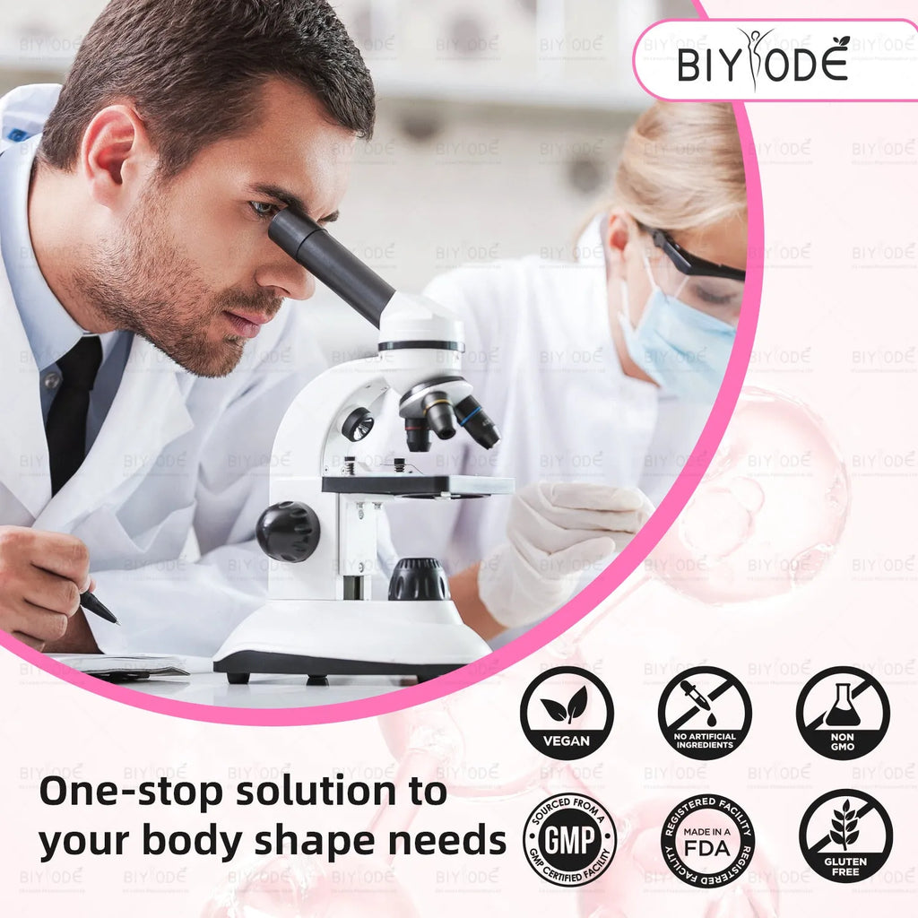 Biyode BBL herbal supplement bottle with 60 capsules for curves enhancement and firming lifting