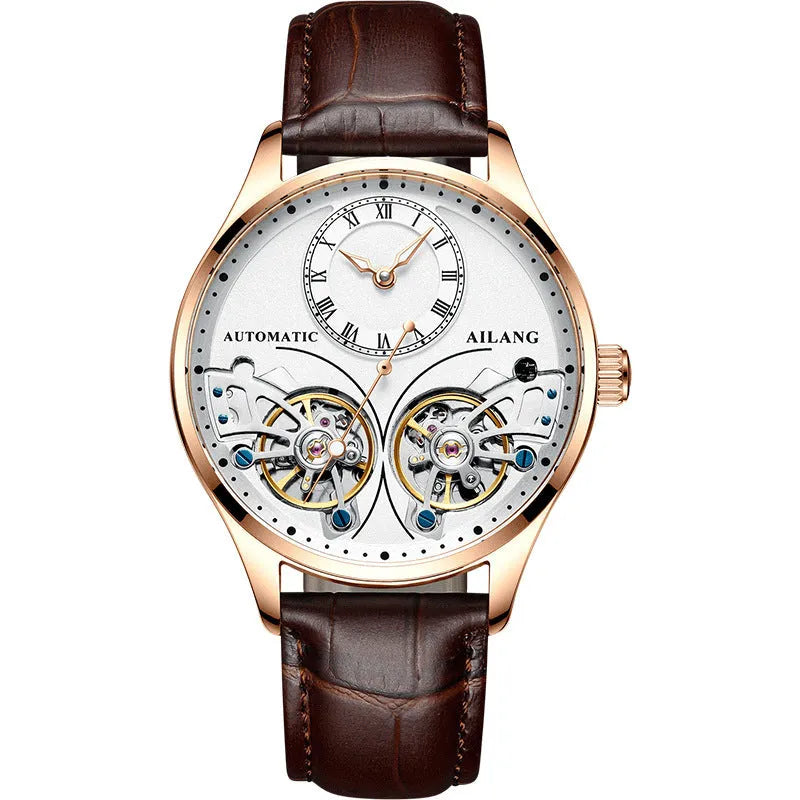 Seiko automatic men's watch with tourbillon and moon phase complications on wrist