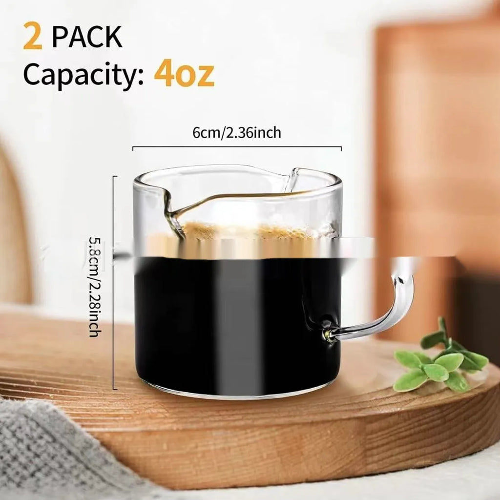 White double mouth transparent glass coffee cup set showing two openings