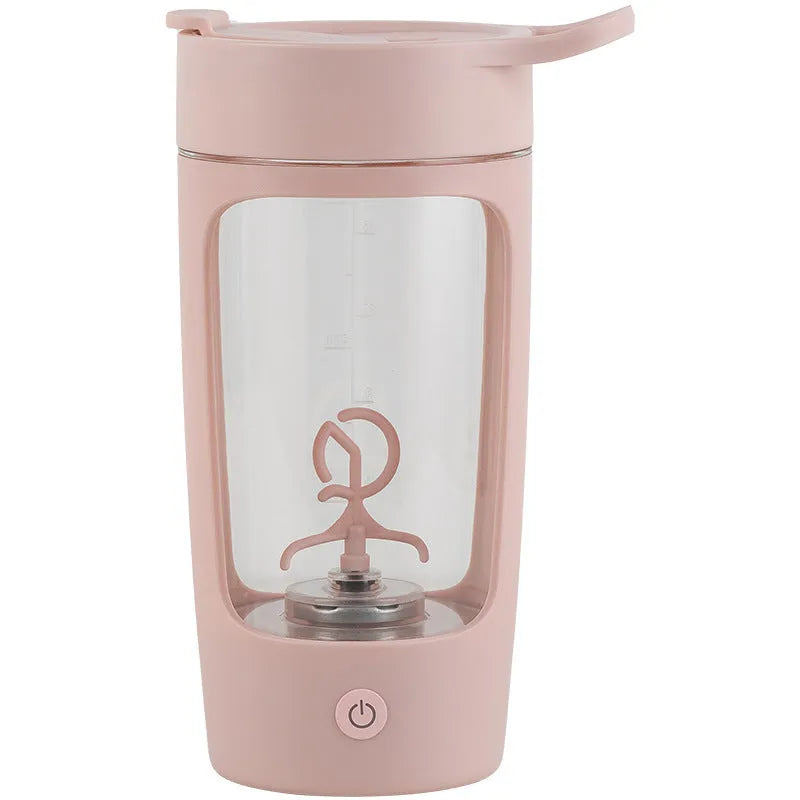 Portable battery-powered juice blender with 650ml mixing cup in black, blue, pink, or white colour.