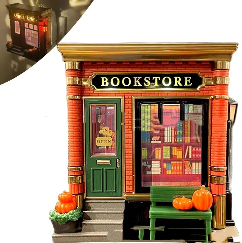 Christmas house small night lamp ornament cartoon style resin craft decorative light