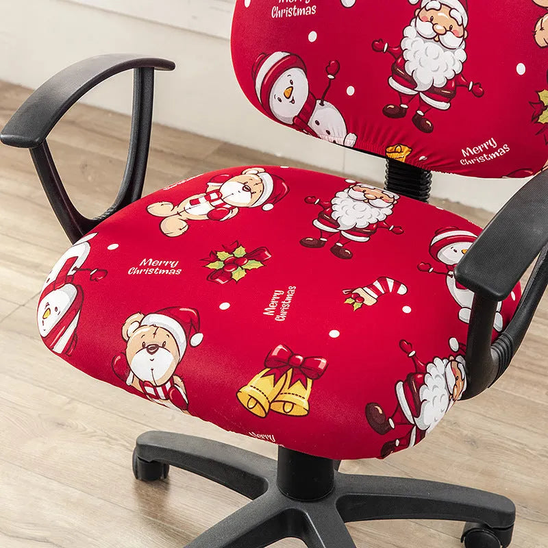 Printed stretch split office chair cover in abstract pattern, free size, polyester fabric for European and American household