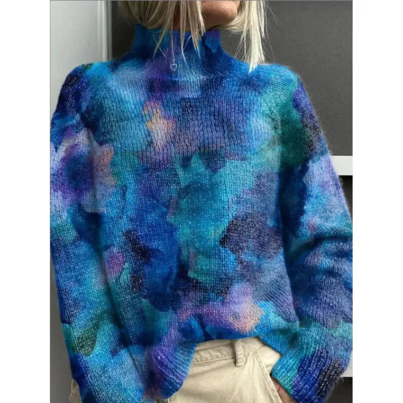 Women's Christmas abstract print casual top with 3D pattern effect in polyester fabric