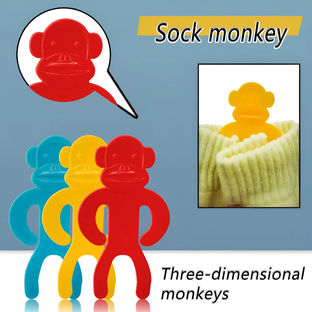 Plastic socks storage clips in blue, yellow and red colours for machine wash laundry organisation
