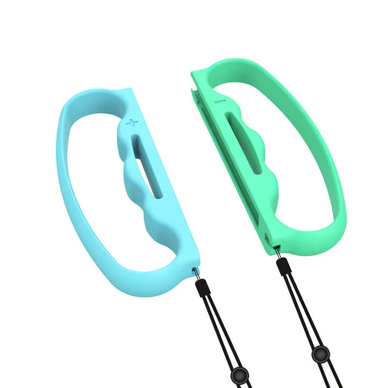 Two black AVS handle grips with hand ropes for Nintendo Switch Joy-Con boxing games.