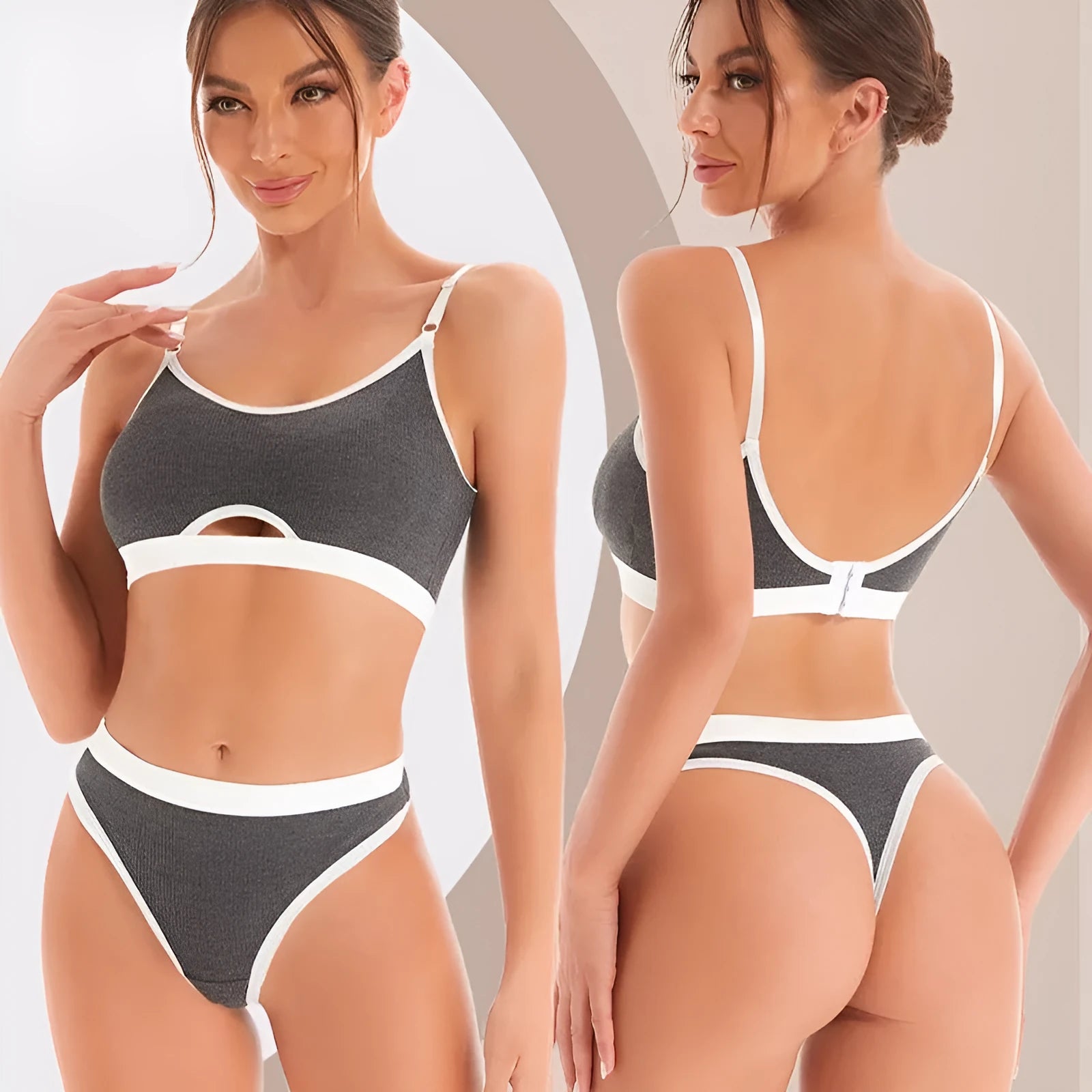 White cotton sports vest with an integrated underwired tube top, shown from the back to highlight contrast detail.