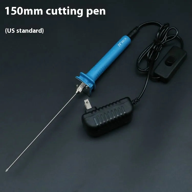Blue plastic-handled electric heating cutter pen with a metal thermocutting blade.
