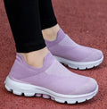 Pair of spring summer fabric overshoes for elderly in Light Purple Female, slip-on design