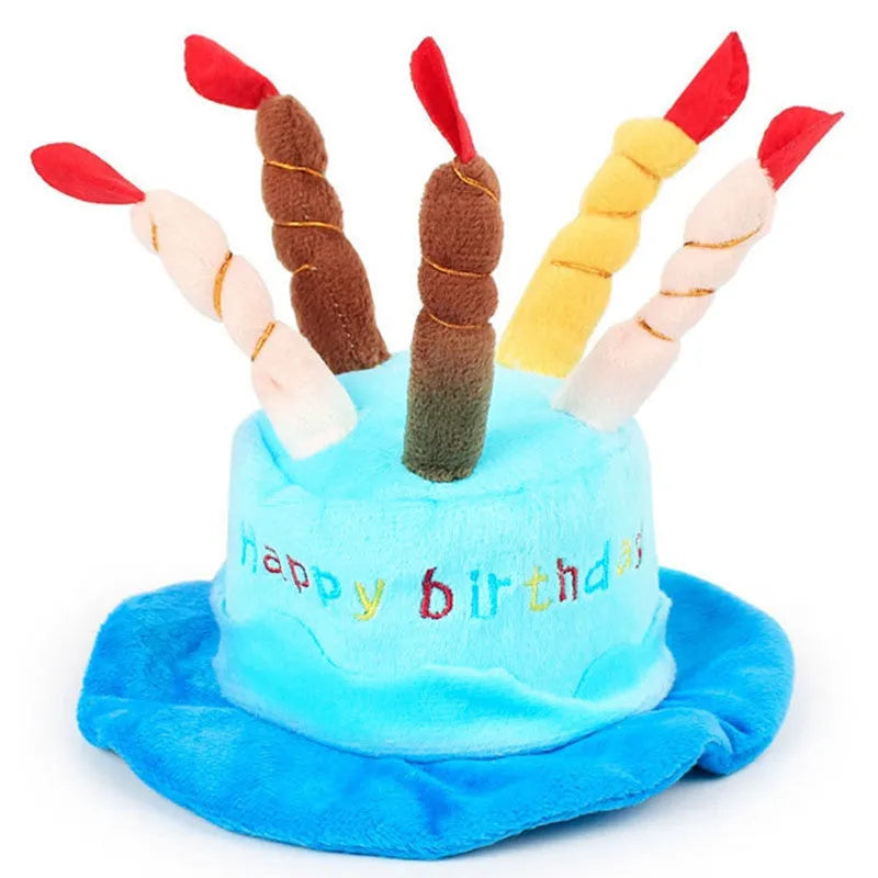 Blue and pink birthday hats for toy dogs with 21x15x6.5 cm dimensions
