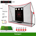 Golf swing wedge training net with 3-hole cross net and 30x60cm straw mat practice kit