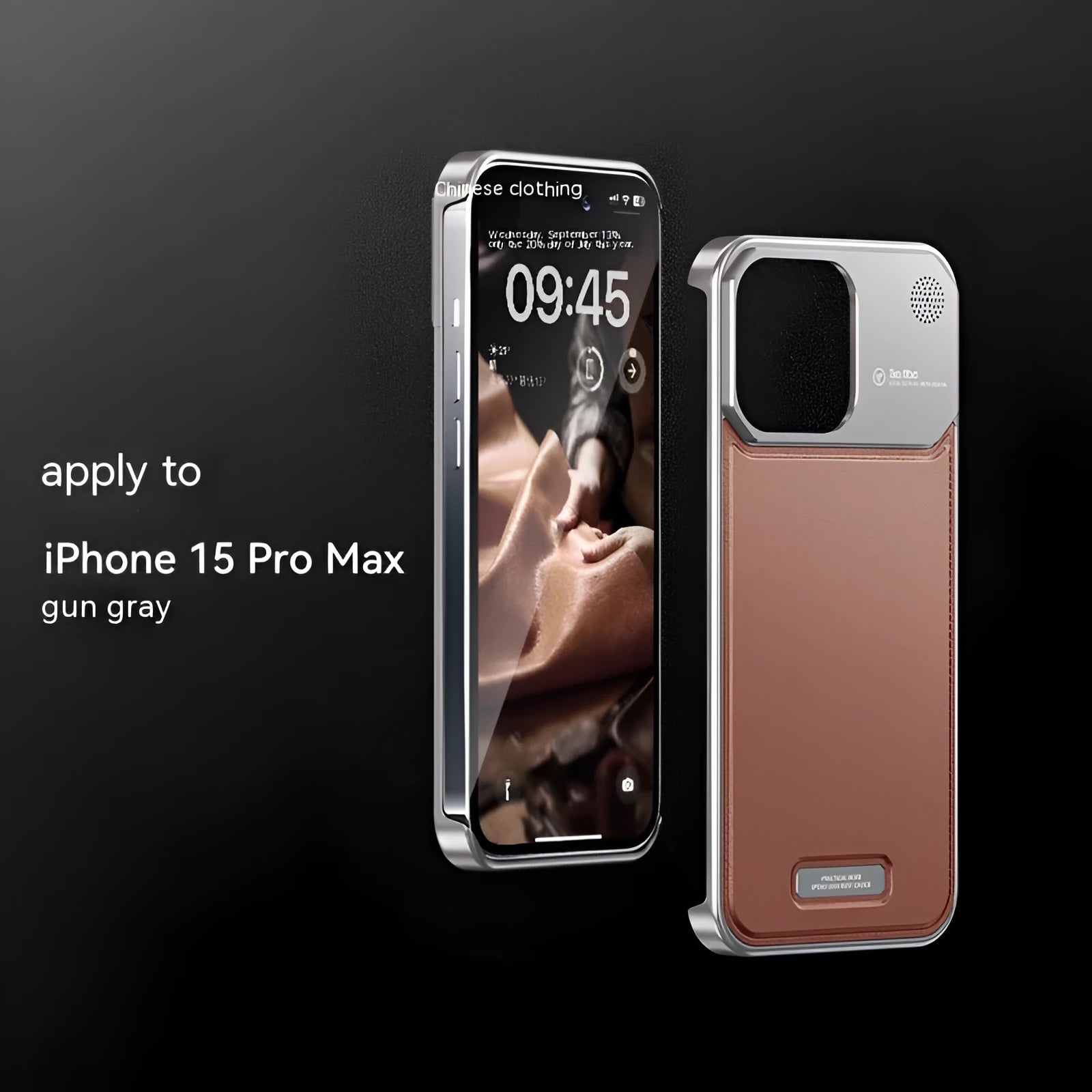 Aluminium alloy anti-fall phone case for Apple iPhone in black half-pack style with machined finish