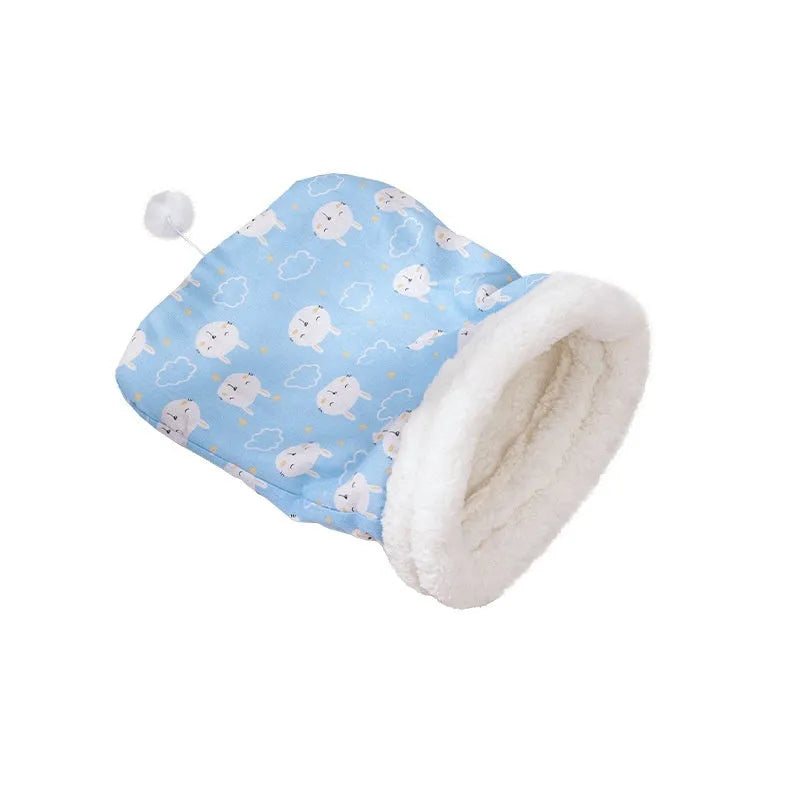 Pink Trojan design flannel cat sleeping bag nest measuring 50cm by 40cm