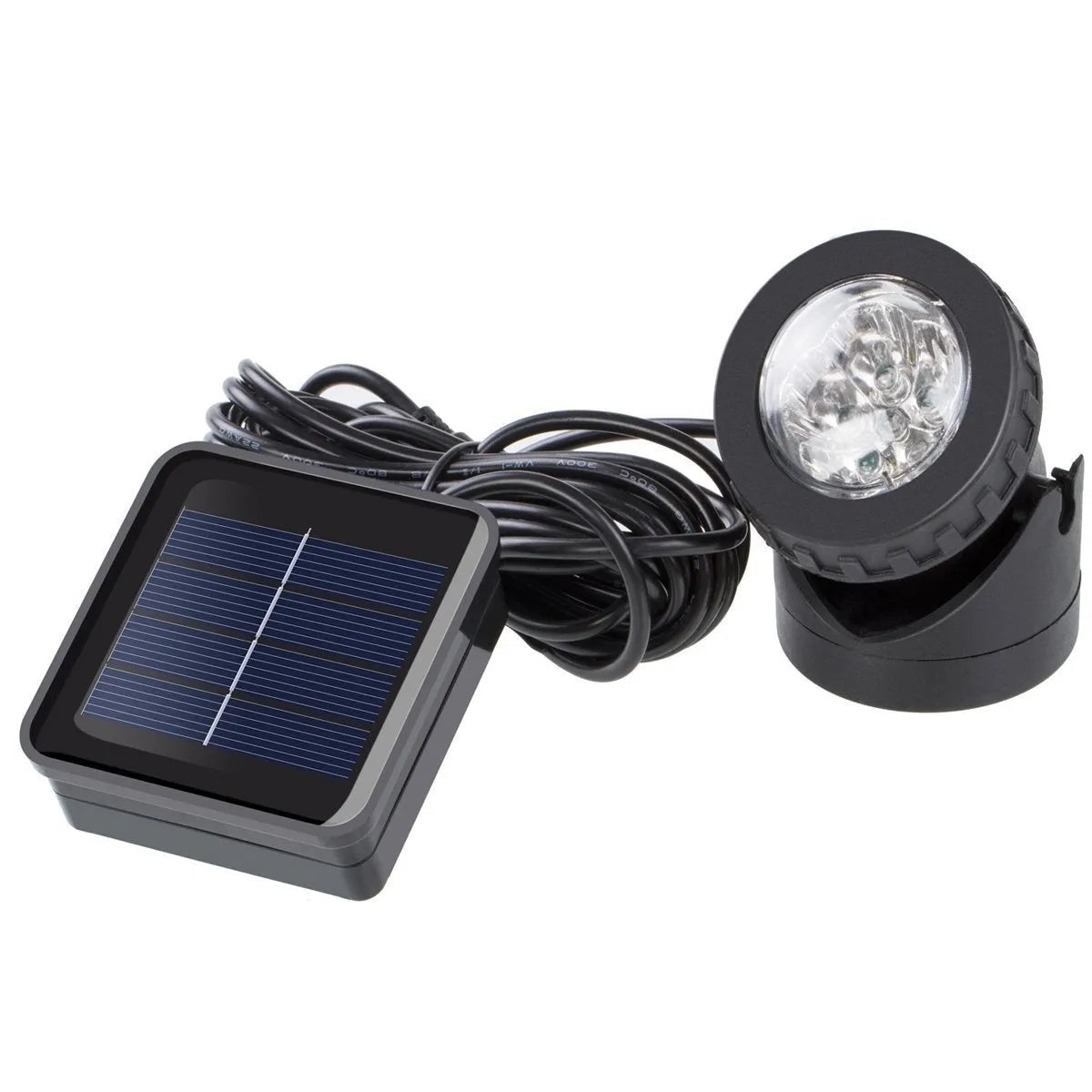 Solar IP68 underwater lamp for water landscape and courtyard pond, available in white, warm white, or colourful light with small, large, or 5W solar panel options.