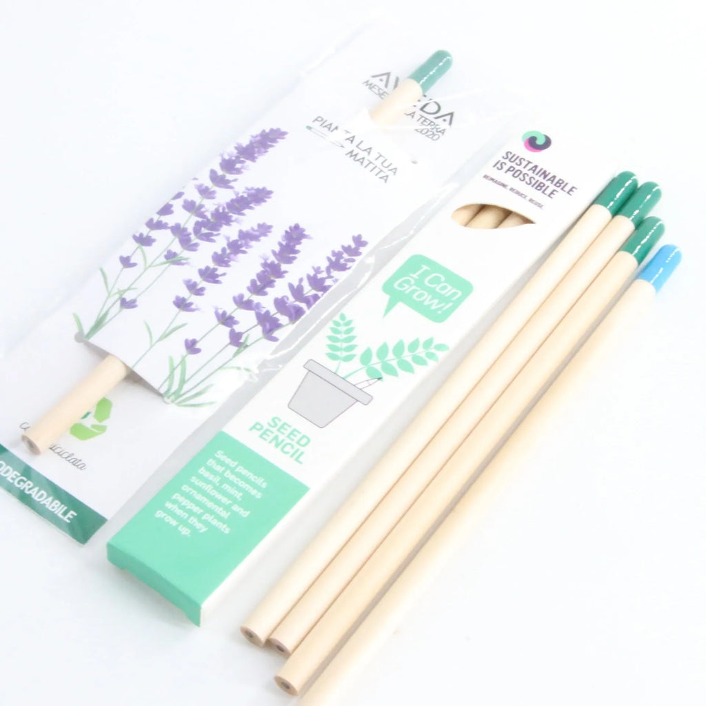 Seed pencil HB refill with biodegradable capsule containing plant seeds in multiple colour options