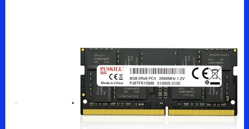 A single DDR4 SODIMM laptop memory module for RAM upgrade, showing gold contacts and label with capacity/speed.