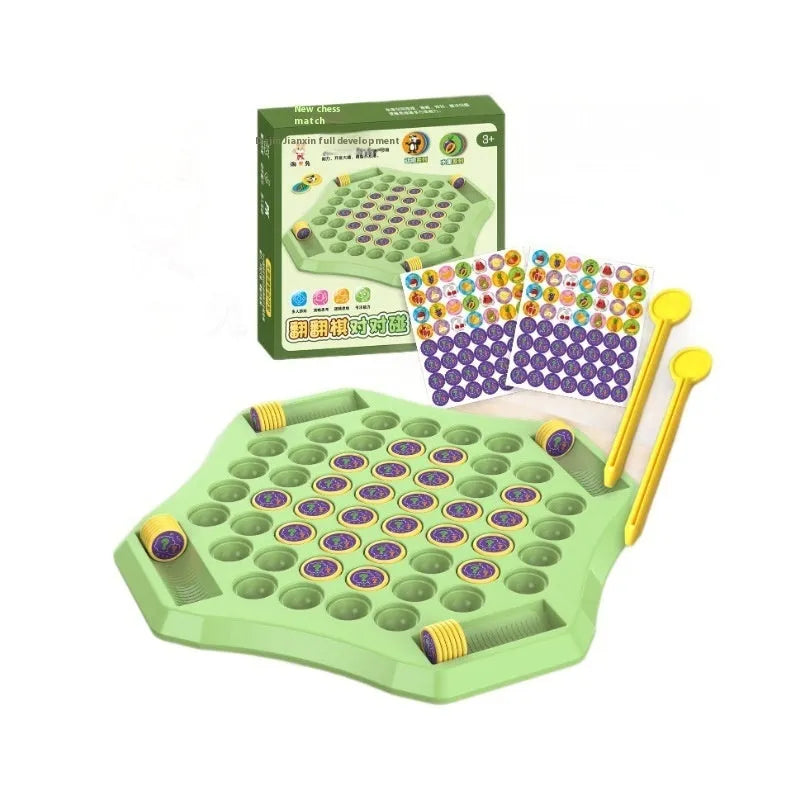 Memory flip chess double battle educational toy in plastic with Animal Style British colour box packaging, 31.5x31.5x4cm
