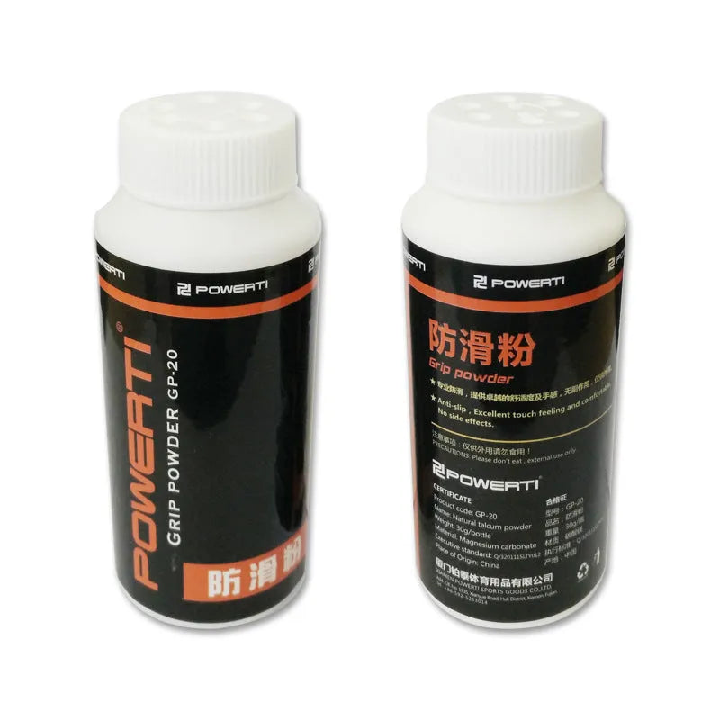 White magnesium carbonate sports anti-slip powder in container for badminton and weightlifting.