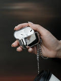 TPU neck hanging soft case for Apple AirPods with silver neck and diagonal double chain style option