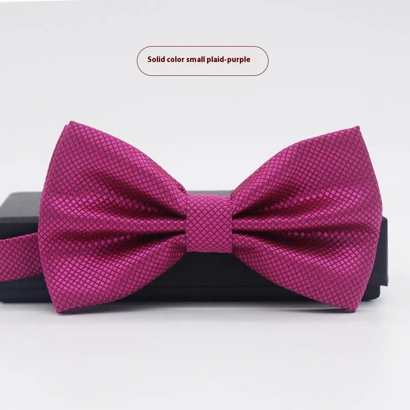 Solid colour flat head polyester bow tie for formal wear and weddings
