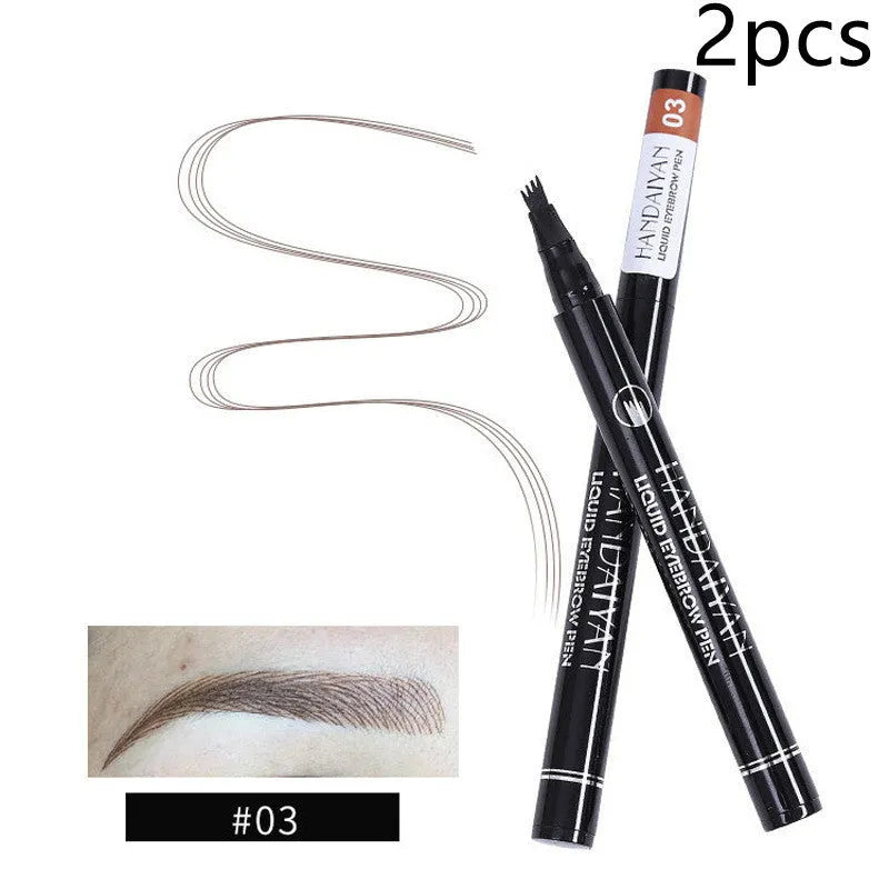 Four-head eyebrow pencil in black with colour options: light coffee, gray coffee, brown, dark brown