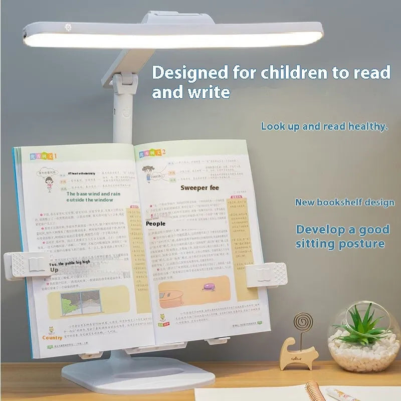 Adjustable reading bookshelf lamp with three colour temperature settings and dual power options