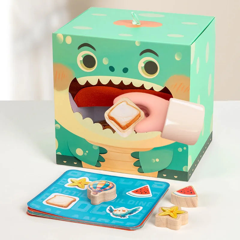 Wooden Montessori touch box balance building blocks toy in colour box packaging, 20x16cm