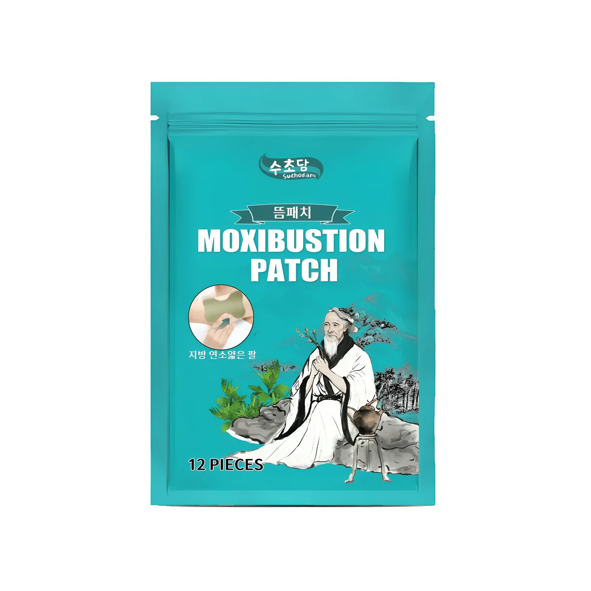 Moxibustion patch with mugwort leaf extract 12-piece pack in original packaging